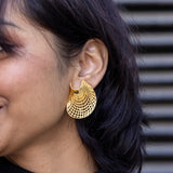Elegant Brass Gold-Plated Statement Earrings – Lightweight & Trendy