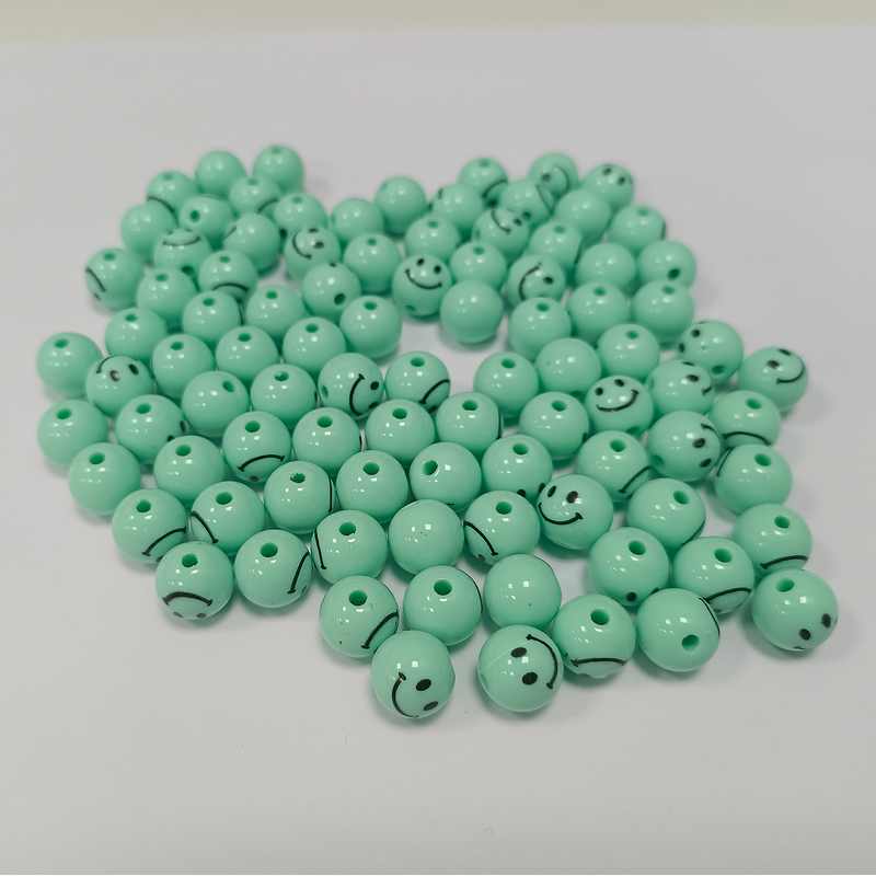 PASTEL BALL BEADS SMILEY 10 MM (PACK OF 10 PIECES)