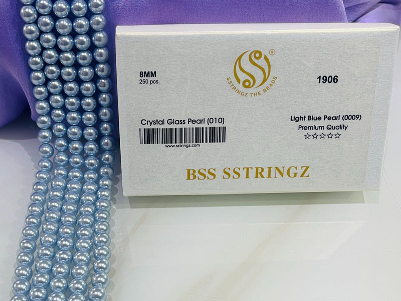 BSS SSTRINGZ LIGHT BLUE PEARL 8MM