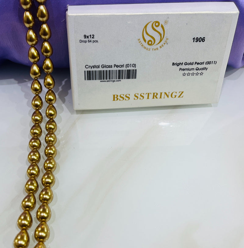 BSS SSTRINGZ DROP BRIGHT GOLD PEARL 9X12