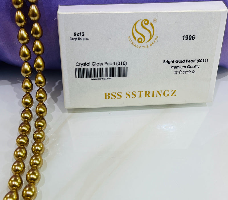 BSS SSTRINGZ DROP BRIGHT GOLD PEARL 9X12