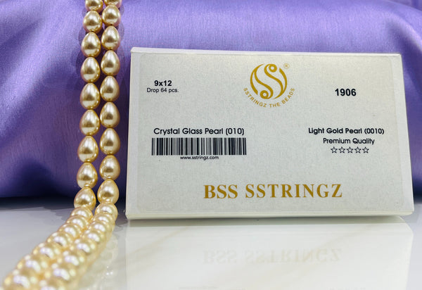 BSS SSTRINGZ DROP LIGHT GOLD PEARL 9X12