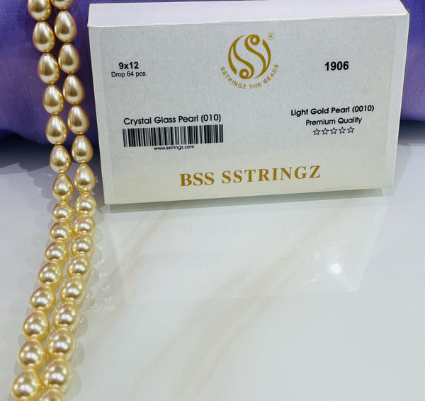 BSS SSTRINGZ DROP LIGHT GOLD PEARL 9X12