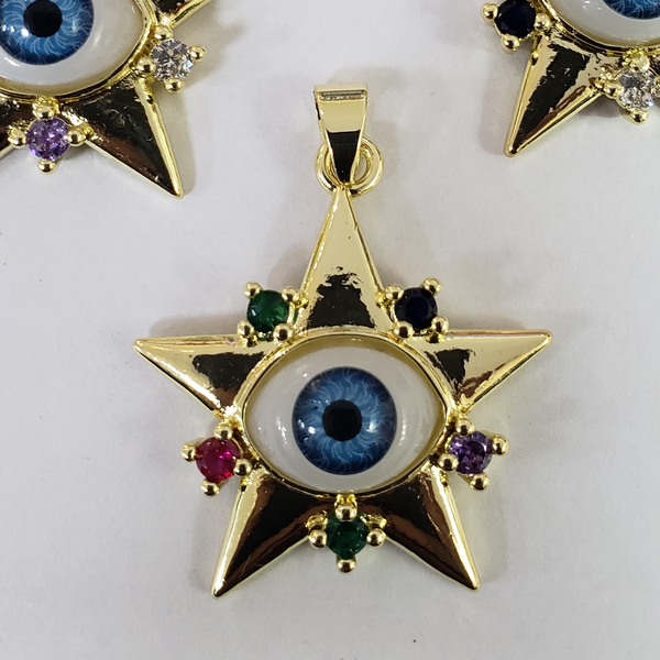 BRASS EVIL EYE STAR (10 Peices)