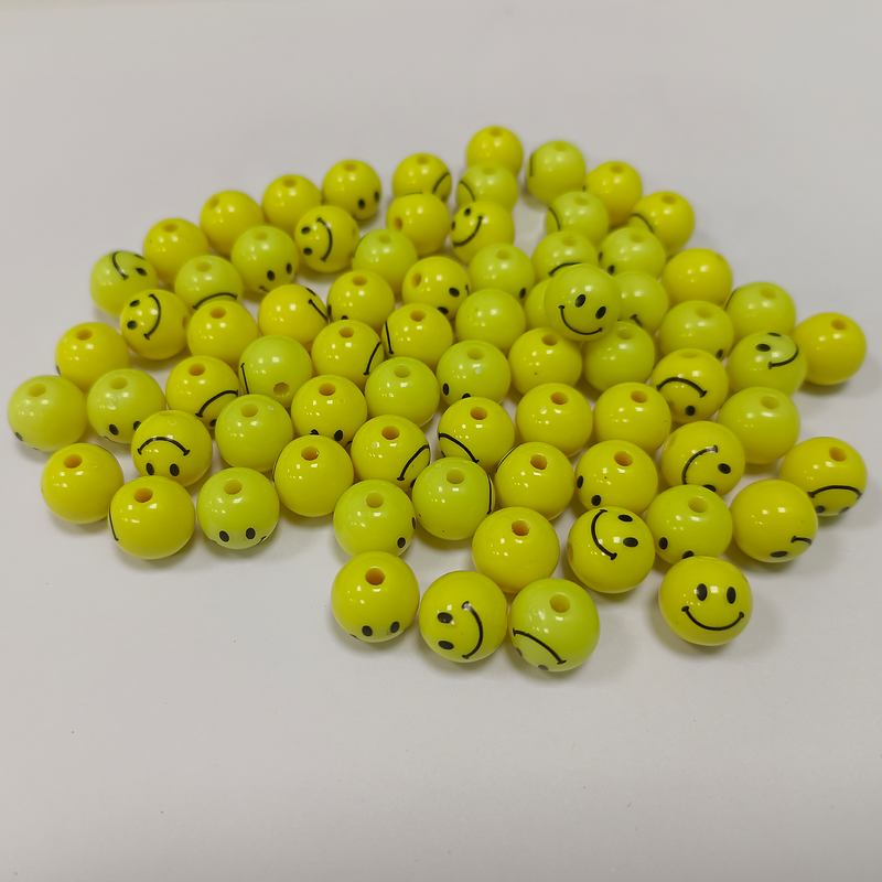 PASTEL BALL BEADS SMILEY 10 MM (PACK OF 10 PIECES)