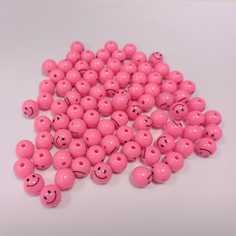 PASTEL BALL BEADS SMILEY 10 MM (PACK OF 10 PIECES)