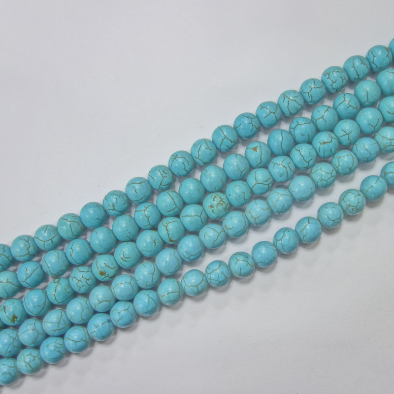 SEMI PRECIOUS STONE TURQUOISE ROUND (1 STRING)