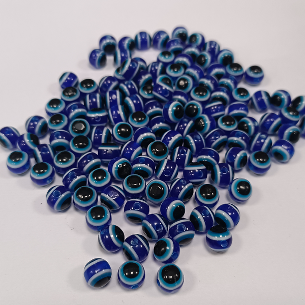 ACRYLIC BEADS EVIL EYE ROUND 8MM PACK OF 10 PIECES