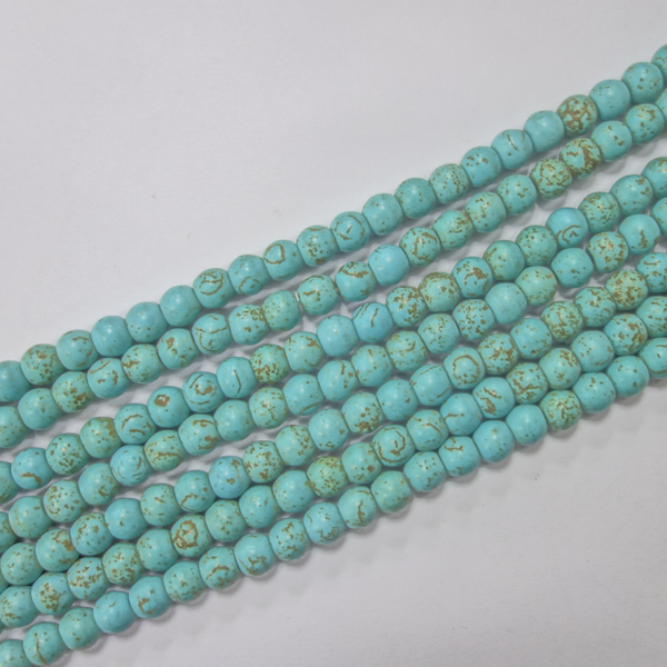 SEMI PRECIOUS STONE TURQUOISE ROUND (1 STRING)