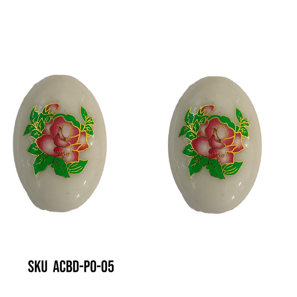 ACRYLIC BEADS PRINTED OVAL 10 pieces