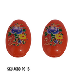 ACRYLIC BEADS PRINTED OVAL 10 pieces