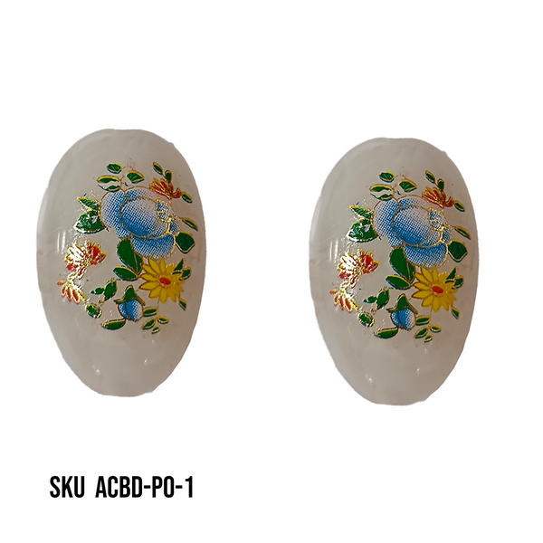 ACRYLIC BEADS PRINTED OVAL 10 pieces