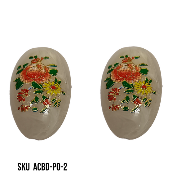 ACRYLIC BEADS PRINTED OVAL 10 pieces