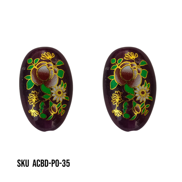 ACRYLIC BEADS PRINTED OVAL 10 pieces