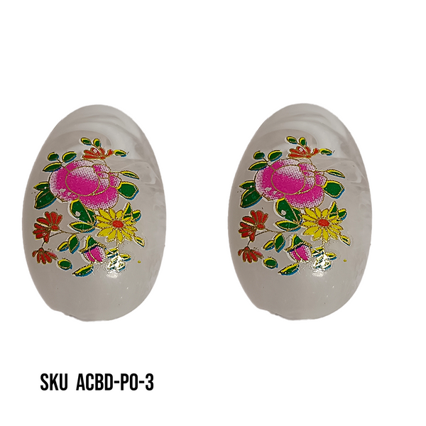 ACRYLIC BEADS PRINTED OVAL 10 pieces