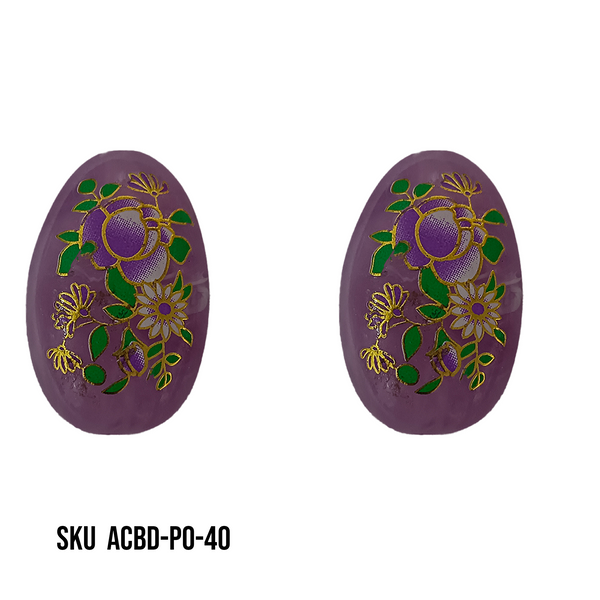 ACRYLIC BEADS PRINTED OVAL 10 pieces