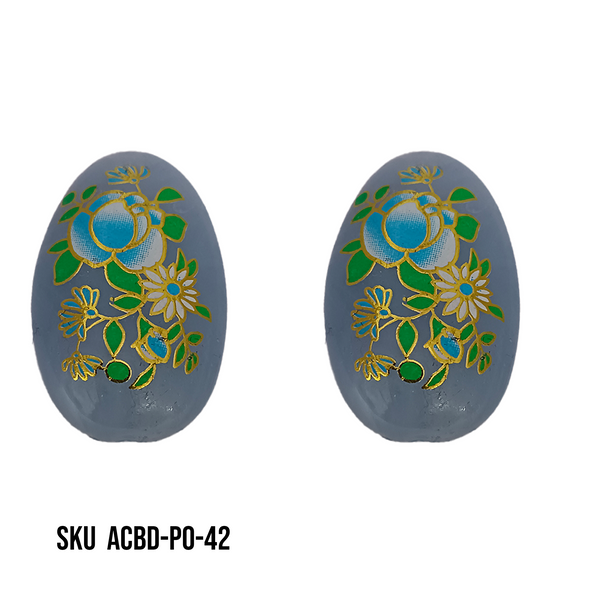 ACRYLIC BEADS PRINTED OVAL PER PIECE