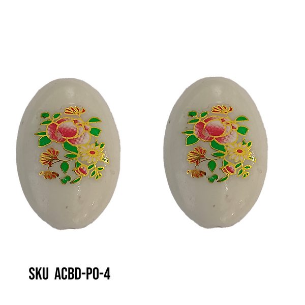 ACRYLIC BEADS PRINTED OVAL 10 pieces