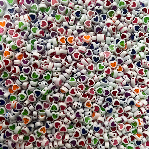 ACRYLIC BEADS HEART MIX PACK OF 10 PIECES