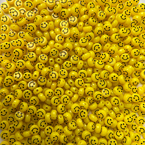 ACRYLIC BEADS SMILEY TRANSPARENT PACK OF 10 PIECES