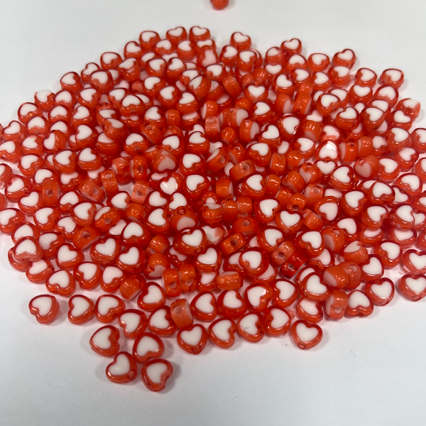 ACRYLIC BEADS HEART PACK OF 10 PIECES