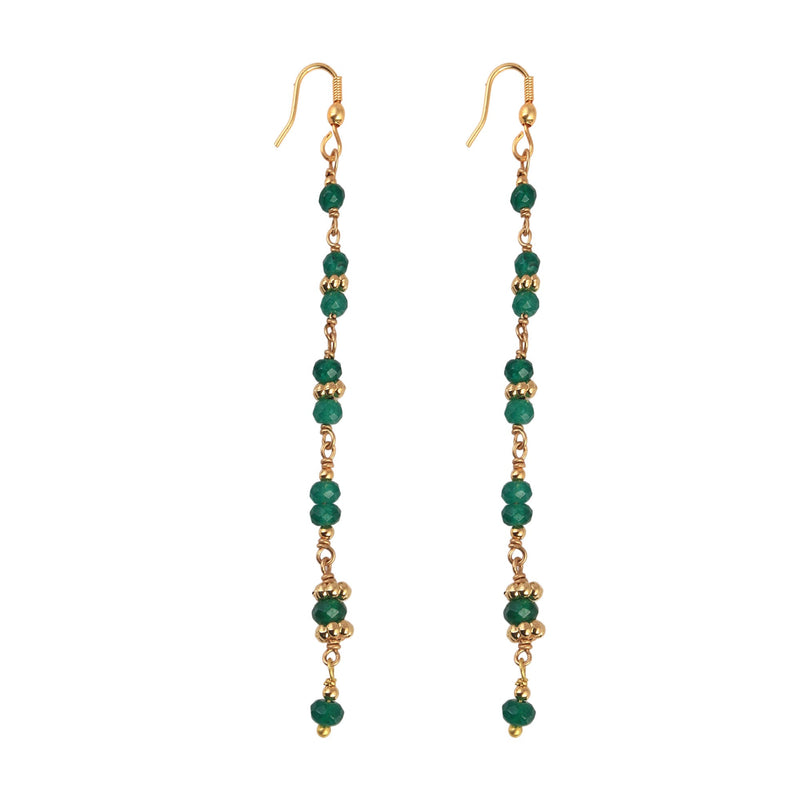 Elegant Green Beaded Dangle Earrings