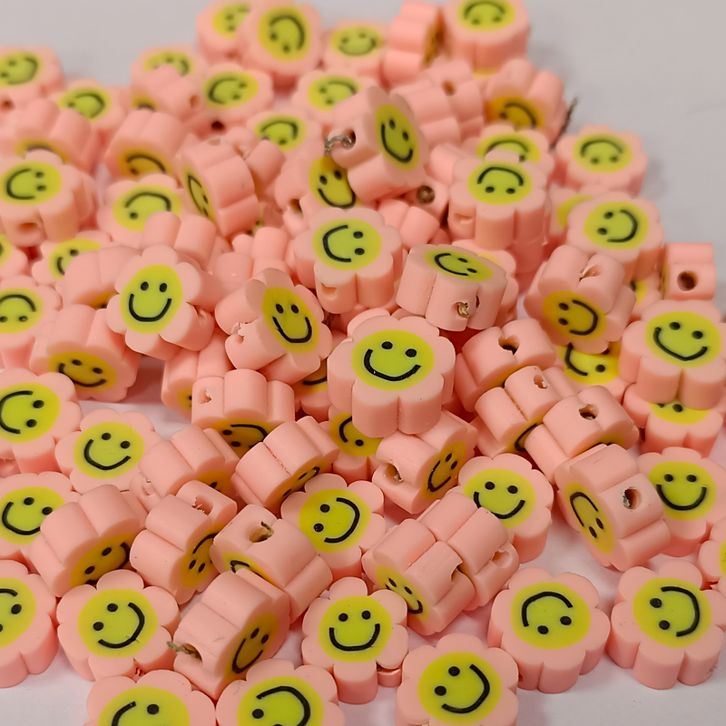 FIMO BEADS SMILEY FLOWER PACK OF 100 PIECES
