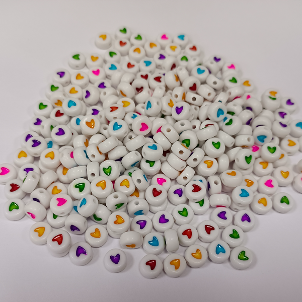 ACRYLIC BEADS HEART MIX PACK OF 10 PIECES