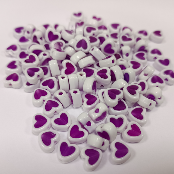 ACRYLIC BEADS HEART PACK OF 10 PIECES