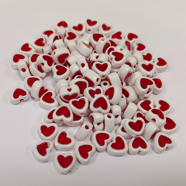 ACRYLIC BEADS HEART PACK OF 10 PIECES