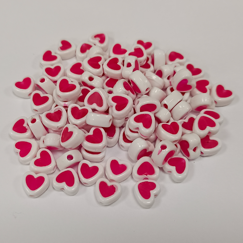 ACRYLIC BEADS HEART PACK OF 10 PIECES