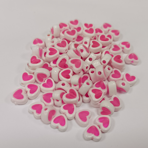 ACRYLIC BEADS HEART PACK OF 10 PIECES