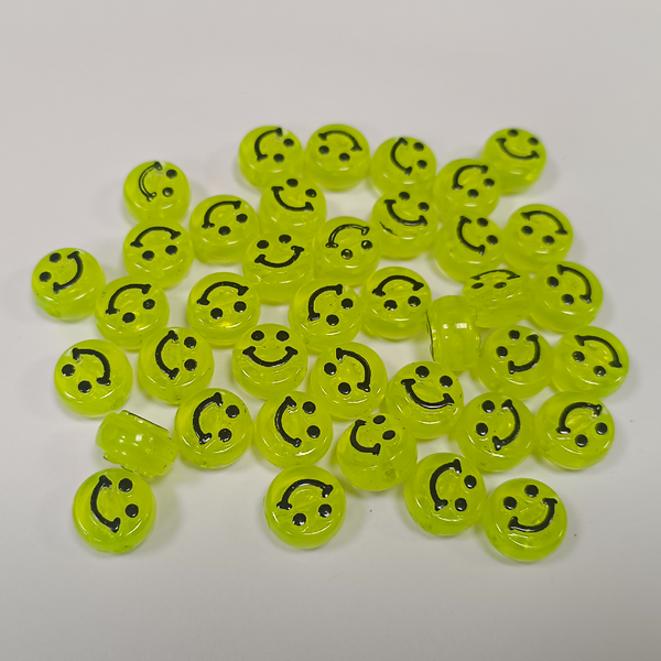 ACRYLIC BEADS SMILEY TRANSPARENT PACK OF 10 PIECES