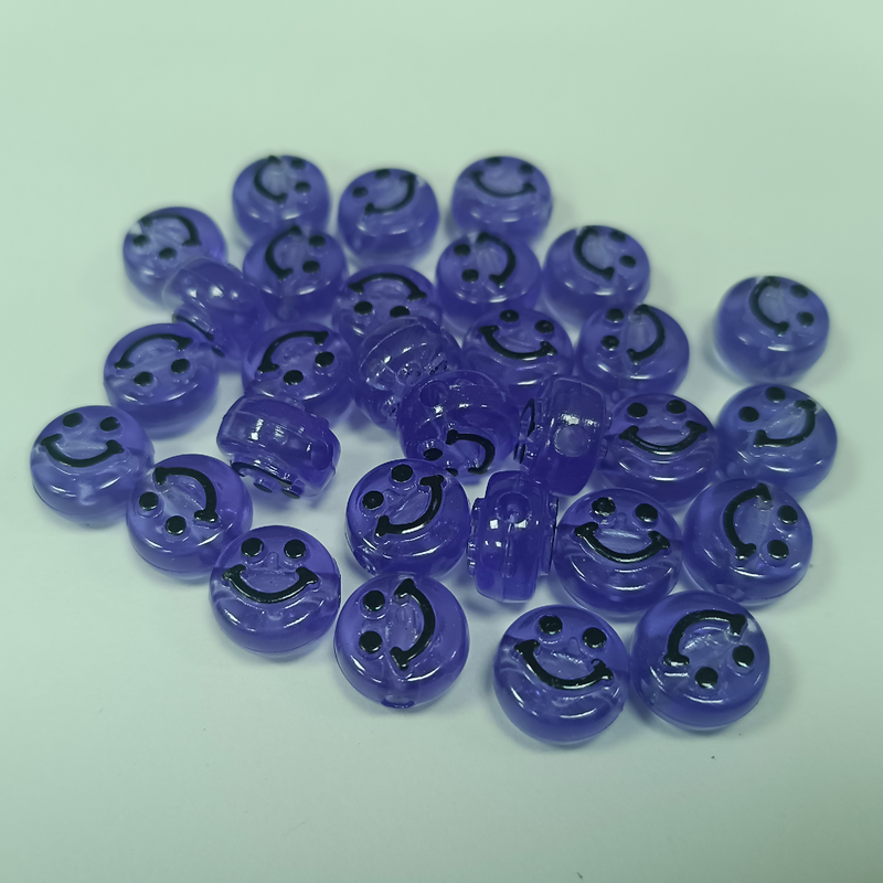 ACRYLIC BEADS SMILEY TRANSPARENT PACK OF 10 PIECES