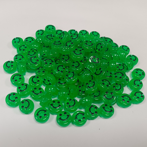 ACRYLIC BEADS SMILEY TRANSPARENT PACK OF 10 PIECES