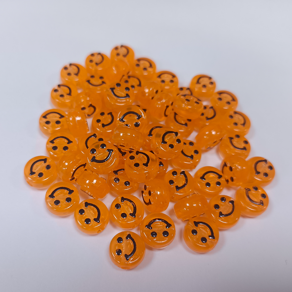 ACRYLIC BEADS SMILEY TRANSPARENT PACK OF 10 PIECES