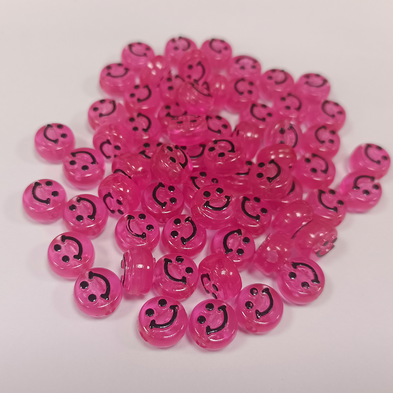 ACRYLIC BEADS SMILEY TRANSPARENT PACK OF 10 PIECES