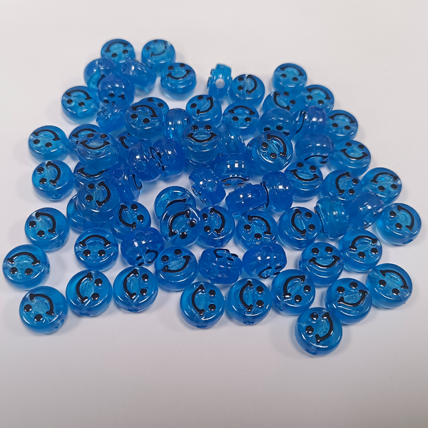 ACRYLIC BEADS SMILEY TRANSPARENT PACK OF 10 PIECES