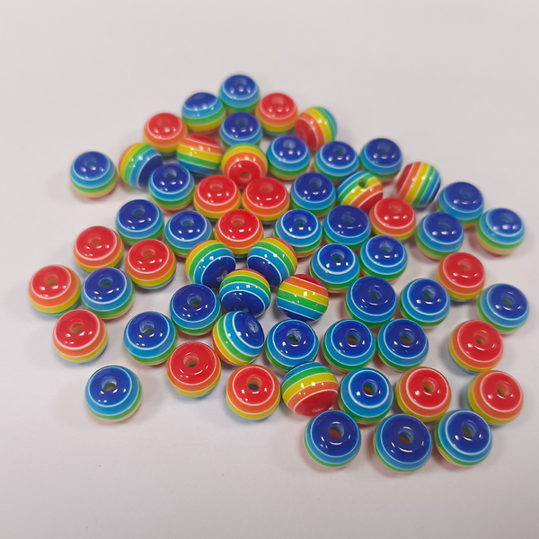 ACRYLIC BEADS RAINBOW BALLS 8MM & 6MM PACK OF 10 PIECES