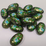 ACRYLIC BEADS PRINTED OVAL 10 pieces