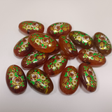 ACRYLIC BEADS PRINTED OVAL 10 pieces