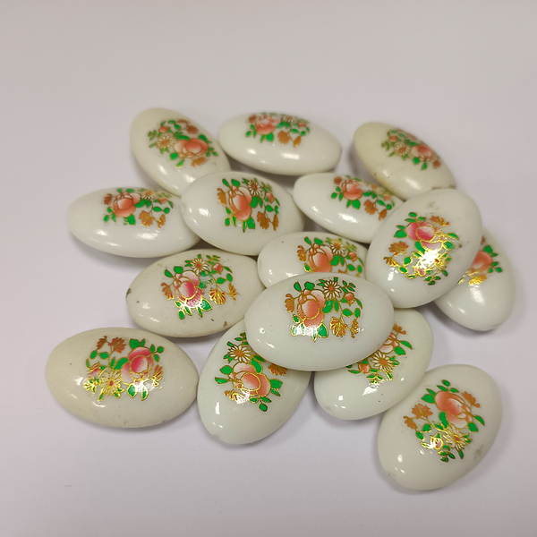 ACRYLIC BEADS PRINTED OVAL 10 pieces