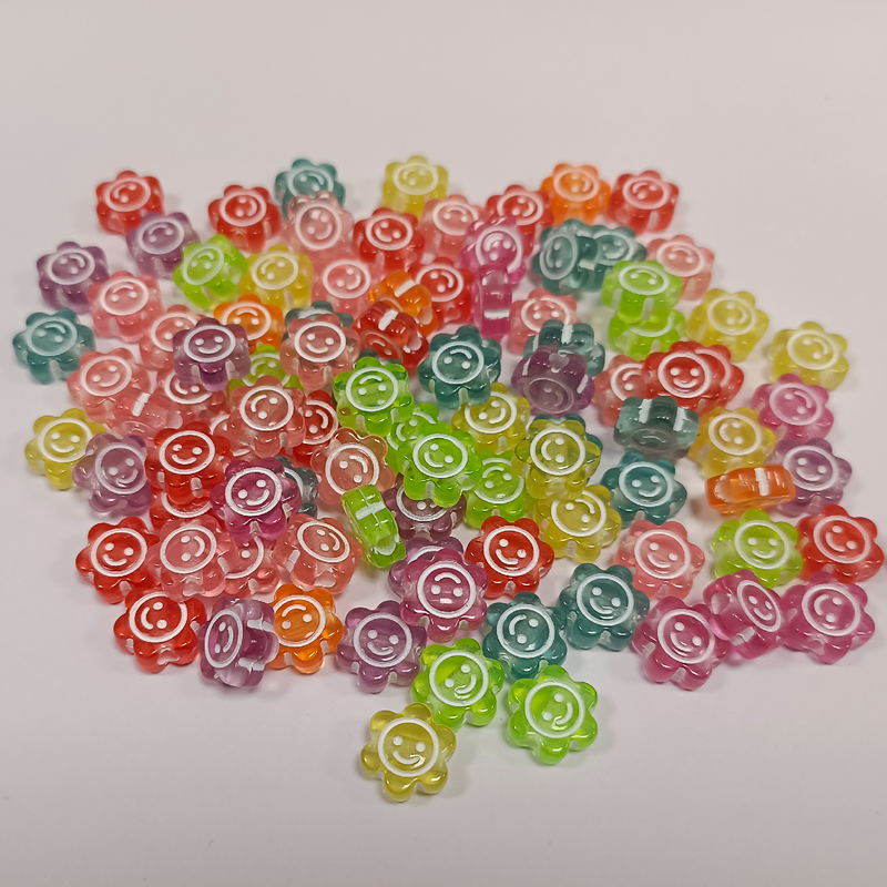 ACRYLIC BEADS SMILEY FLOWER (PACK OF 10 PIECE)