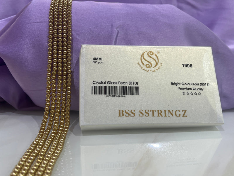 BSS SSTRINGZ BRIGHT GOLD PEARL 4MM