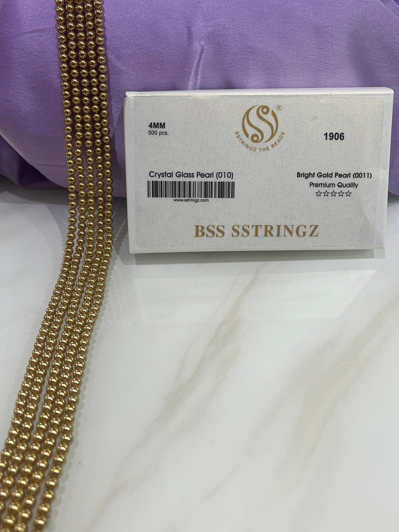 BSS SSTRINGZ BRIGHT GOLD PEARL 4MM