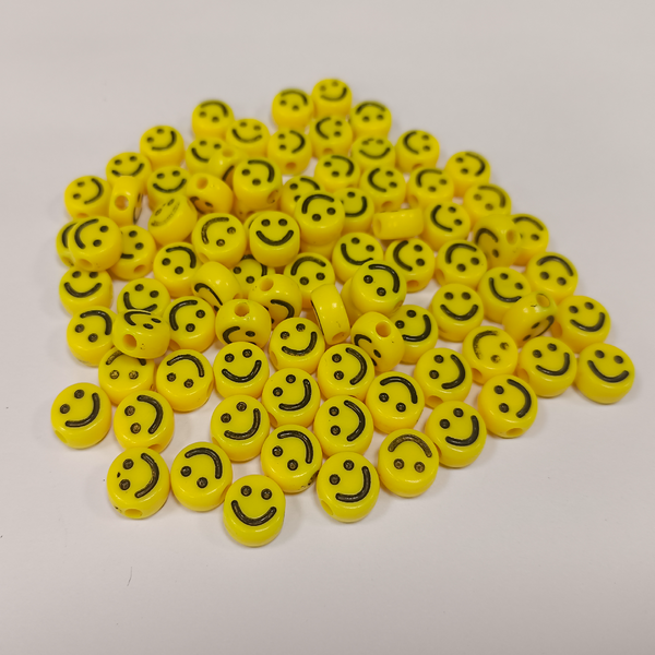 ACRYLIC BEADS SMILEY PACK OF 10 PIECES