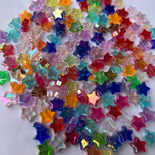 TRANSPARENT PASTEL STAR BEADS (Pack of 10 Grams)