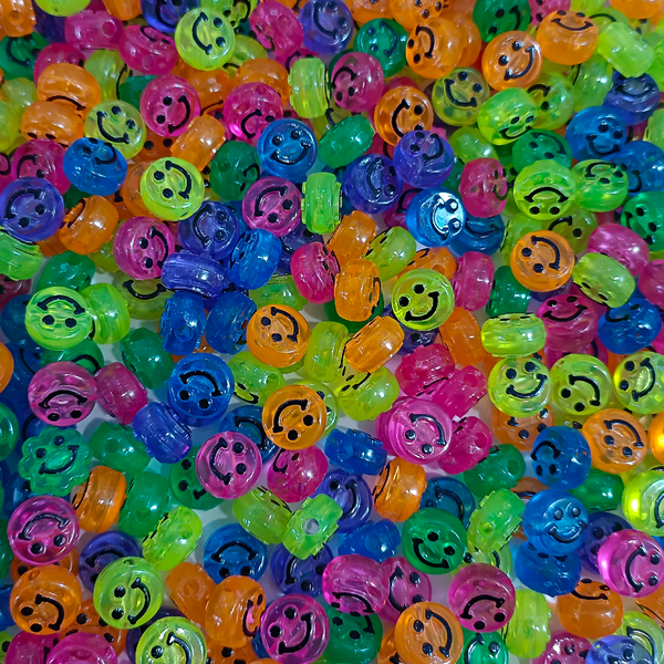 ACRYLIC BEADS SMILEY MIX PACK OF 10 PIECES