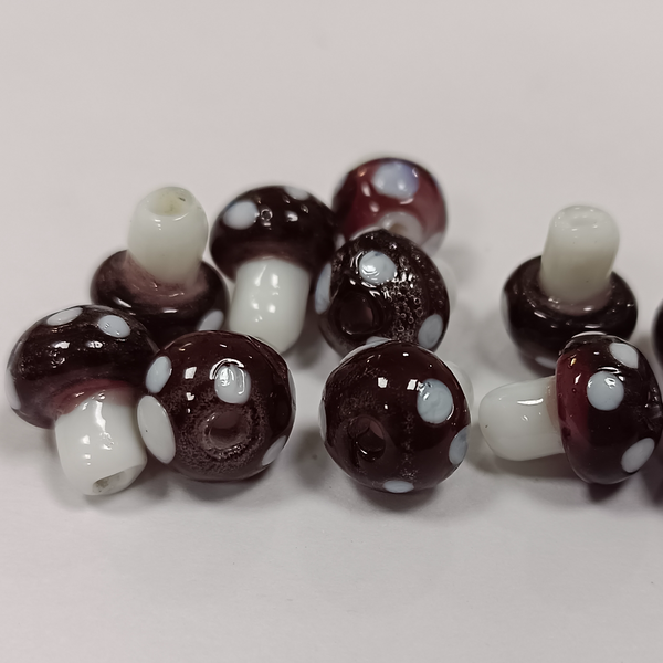 MUSHROOM GLASS BEADS PACK OF 10 PIECE