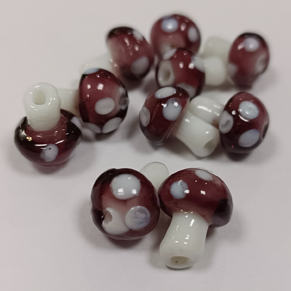 MUSHROOM GLASS BEADS (PER PIECE)